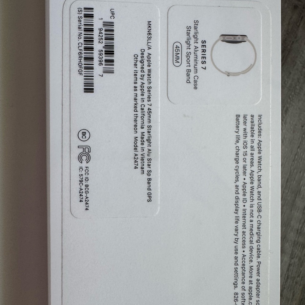 Apple Watch Series 7 45mm Aluminum Case with Sport Band - Starlight GPS EUC! - Picture 6 of 9